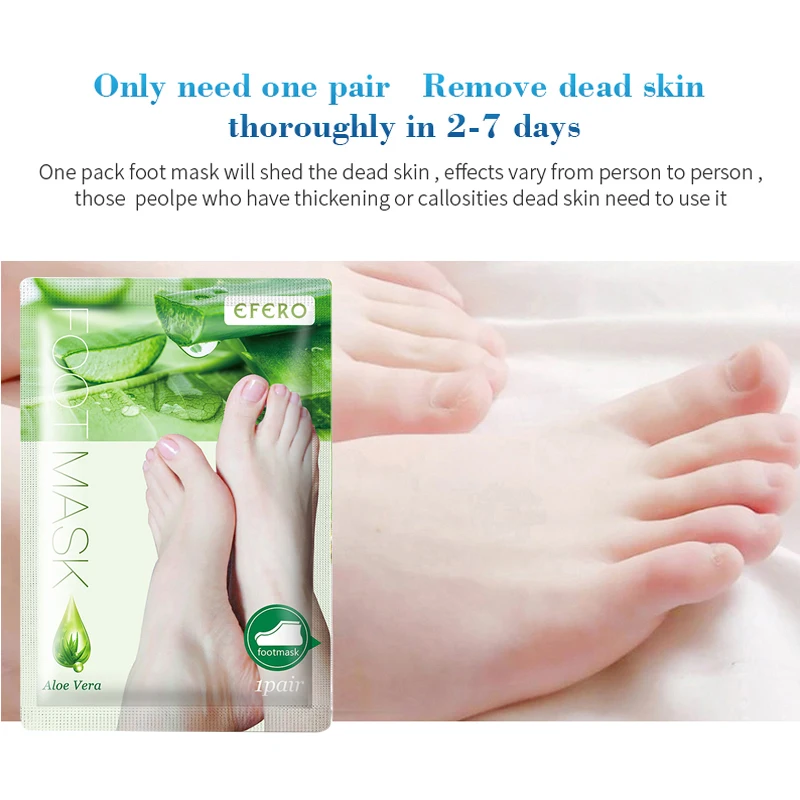 efero 2Pcs=1Pair Aloe Peeling Foot Mask for Legs Feet Mask Exfoliating Socks for Pedicure Anti Crack Heel Remove Skin Foot Patch