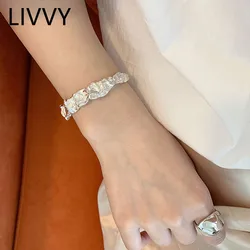 LIVVY Minimalist Concave-Convex Irregular Bracelet for Women Couple Creative Vintage Bangles Birthday Jewelry Gift