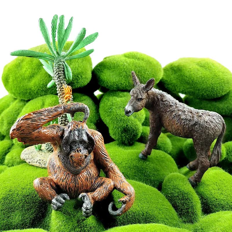 New Bear Donkey Chimpanzee Lion Tiger Leopard Figurine Animal Model Home Decor Miniature Fairy Garden Decoration Accessories