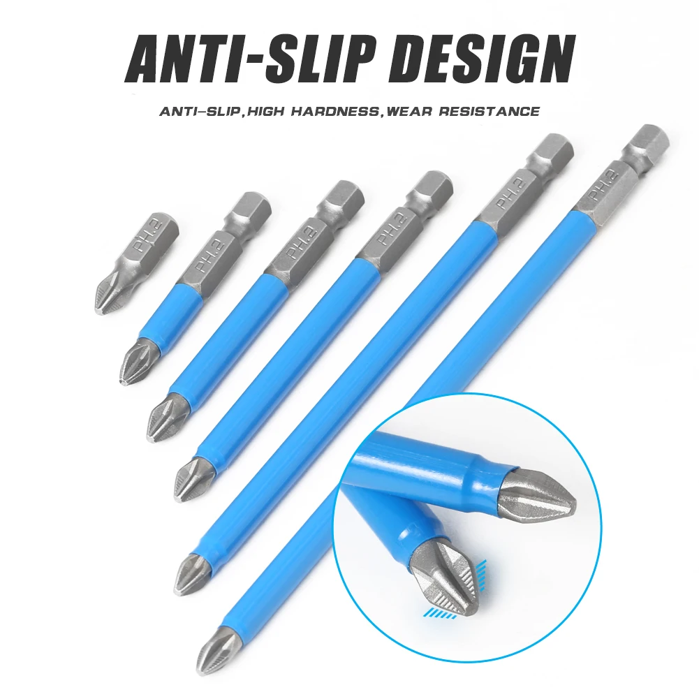 1 pc 1/4" Hex Shank Fits Magnetic PH2 Long Reach Electric ARC Screwdriver Bits Exactness Single Phillips Cross Head Tool