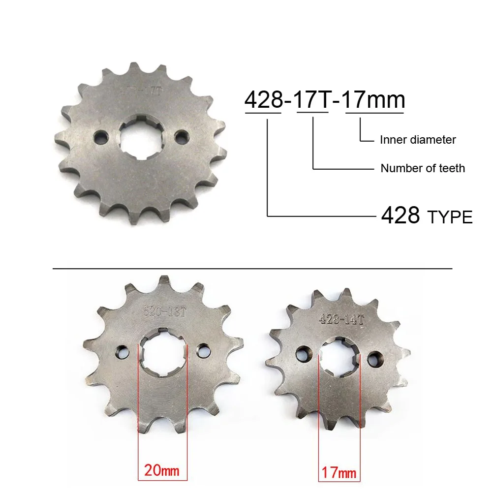 428 Chain Gear Sprocket 17mm 20mm 10 11 12 13 14 15 16 17 18 19 tooth for PIT BIKE  Motorcycle Scooter ATV Moped Fuel Saving