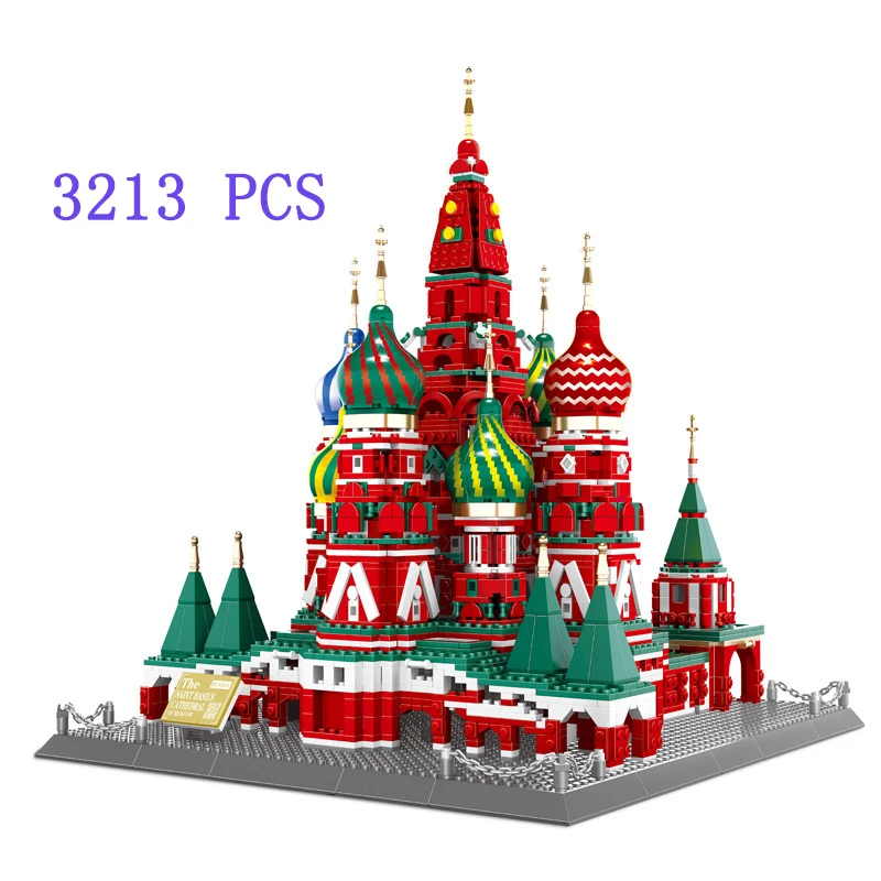 

3213 PCS Architecture Saint Basil's Vasily Cathedral Bricks Model Building Blocks Wange World Famous Moscow Creative Expert City