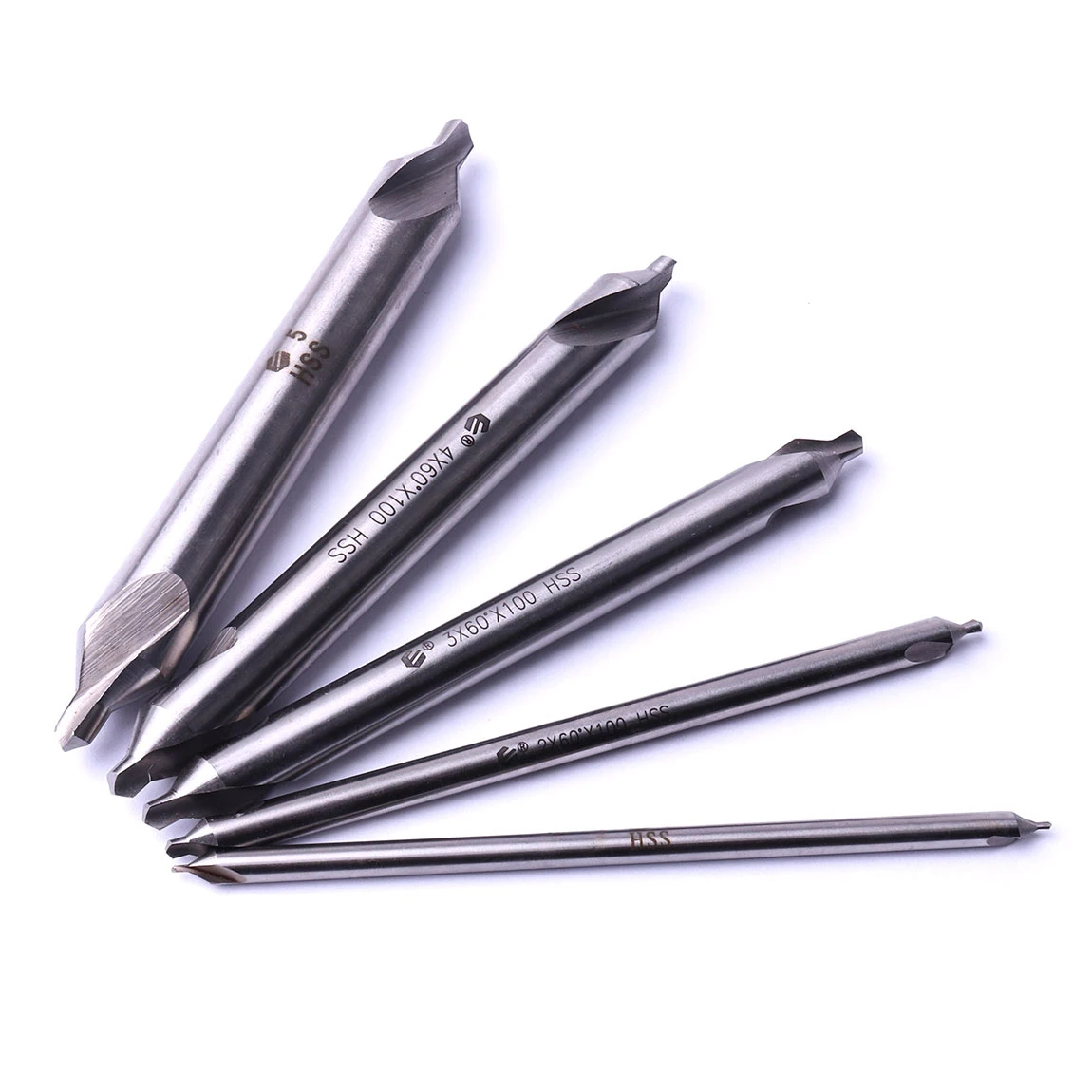 

5pcs HSS Lengthened Center Drills Set 1mm 2mm 3mm 4mm 5mm Double Ended 60 Degrees Metal Hole Drill Cutter Combined Drill Bits