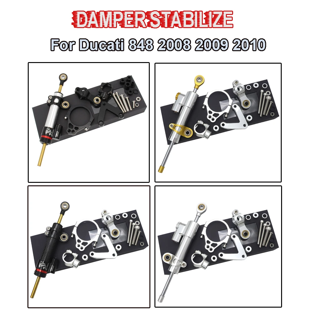 

2008 - 2010 For Ducati 848 CNC Motorcycle Steering Damper Stabilize Bracket Mounting Kit Support