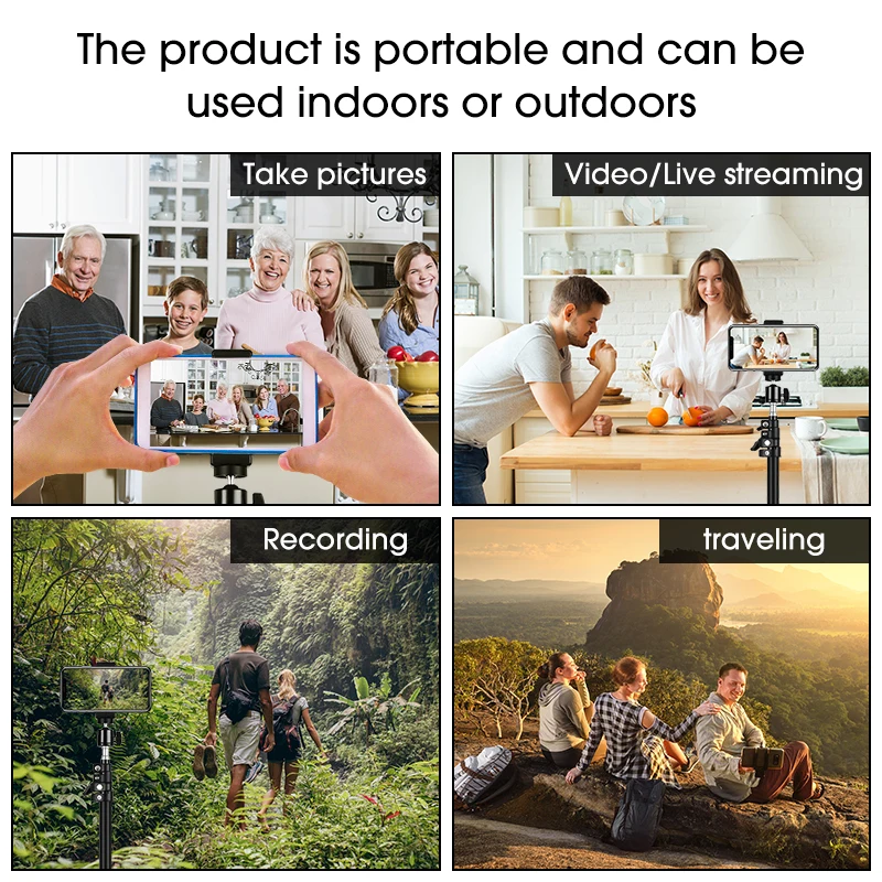 50/110/160/200cm Mobile Phone Tripod Stand Aluminum Selfie Stick Tripod For All Smartphone/camera Holder With Bluetooth Control