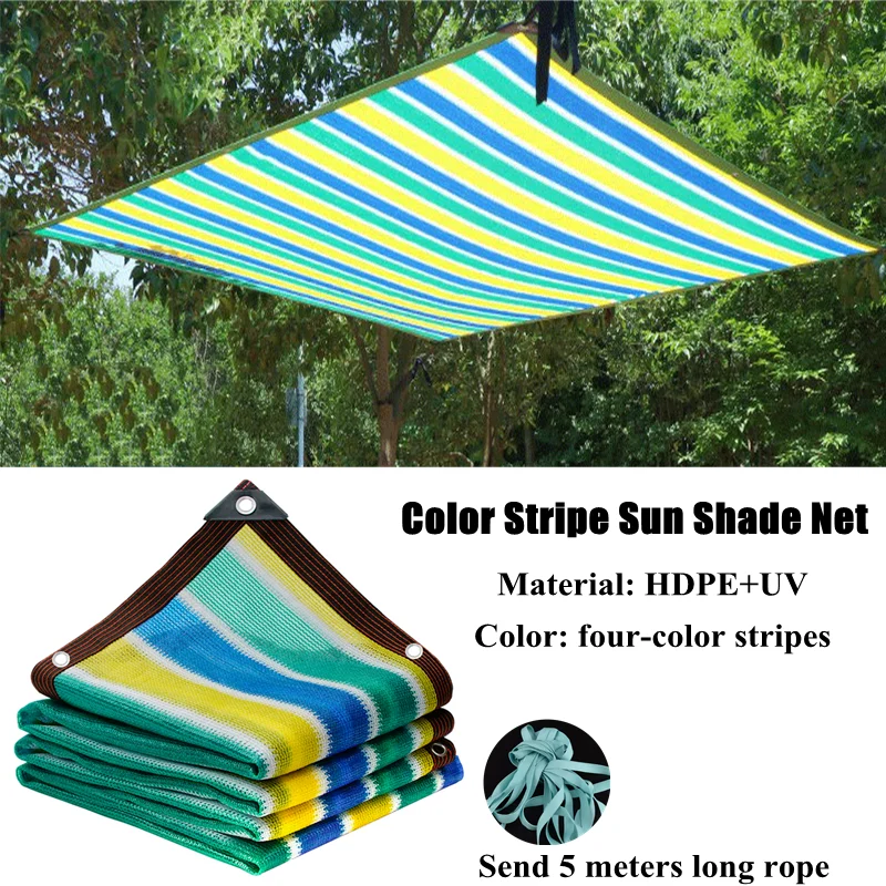 

Color Stripe Anti-UV HDPE Shading Net Succulent Plant Sun Shade Net Outdoor Swimming Pool Cover Garden Courtyard Awning Tarp