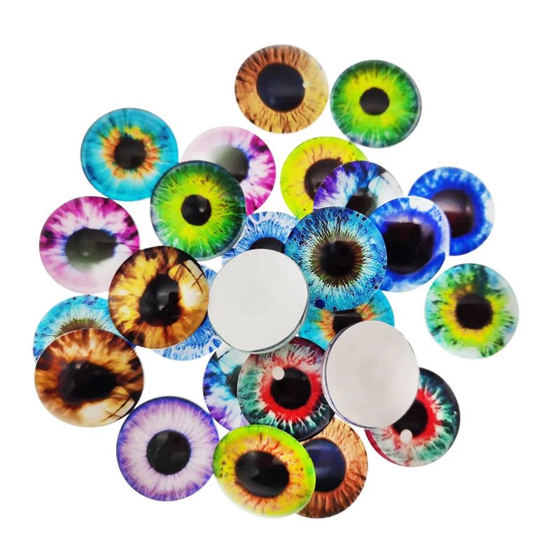 Julie Wang 6-30mm In Pairs Glass Eyes Cabochons Random Mixed Round Pupil Dragon Cat Eyes Flat Back Jewelry Making Accessory