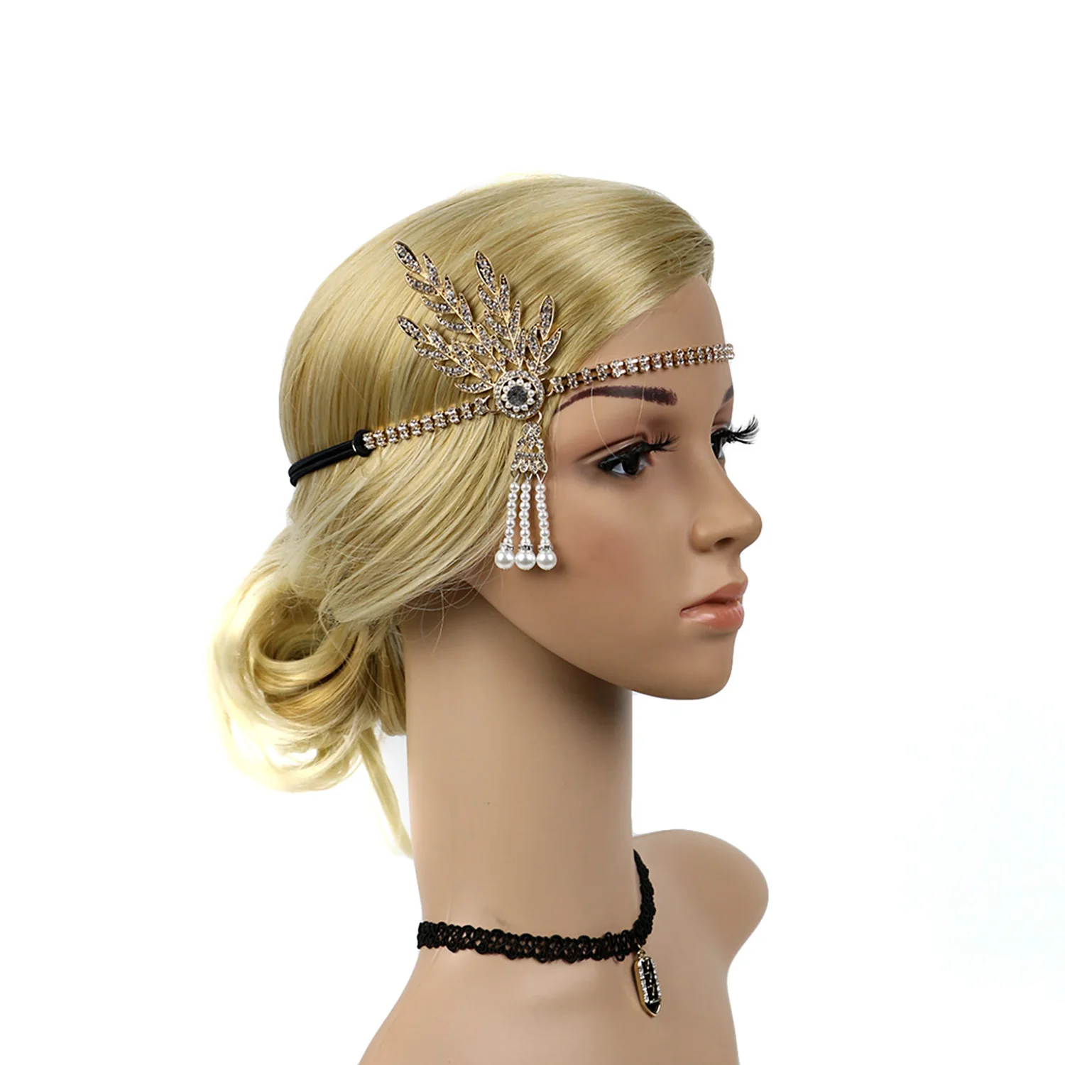 1920s Art Deco Women Vintage Bridal Headpiece Costume Hair Accessories Flapper Great Gatsby Leaf Medallion Pearl Headband