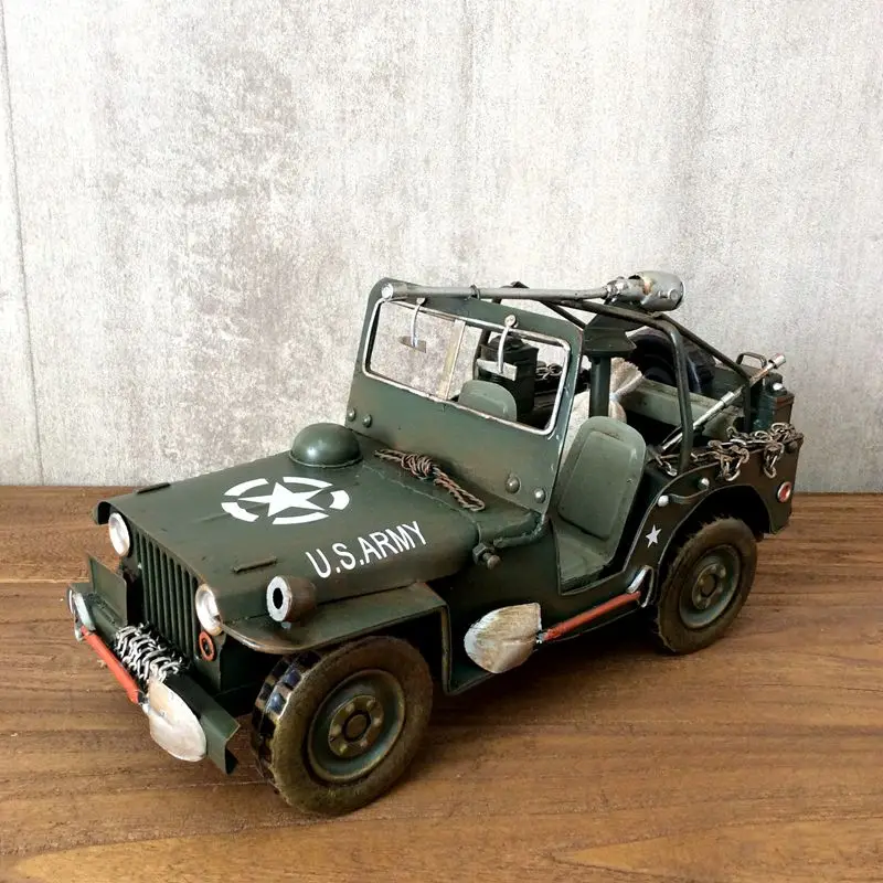 Military Vehicle-Model-Toys Collectible Die Cast  Access Ironwork Handicraft Antiquecar Decorations Gifts Furnishing Articles