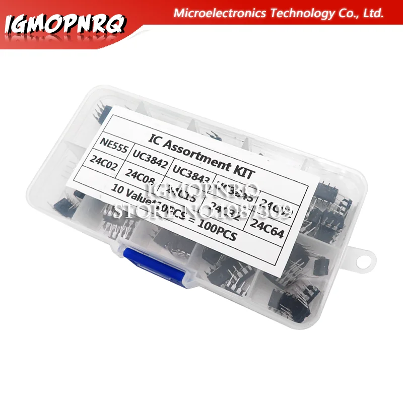 100PCS In common use DIP IC kit NE555 UC3842 UC3843 UC3845 24C02 24C04 24C08 24C16 24C32 24C64 DIP each 10PCS igmopnrq