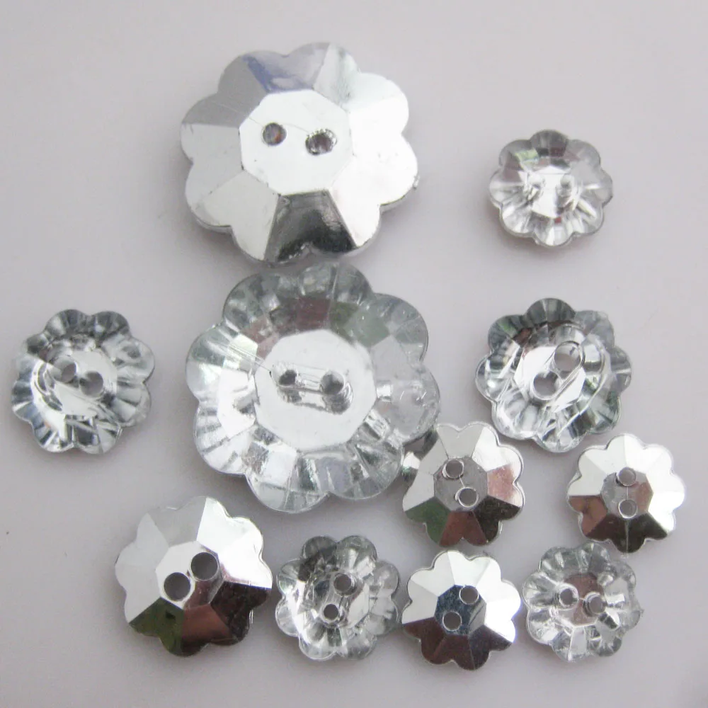 NBNNLS 11MM-23MM Acrylic Flower Buttons For Garment 30Pcs Sewing Clothes Accessories