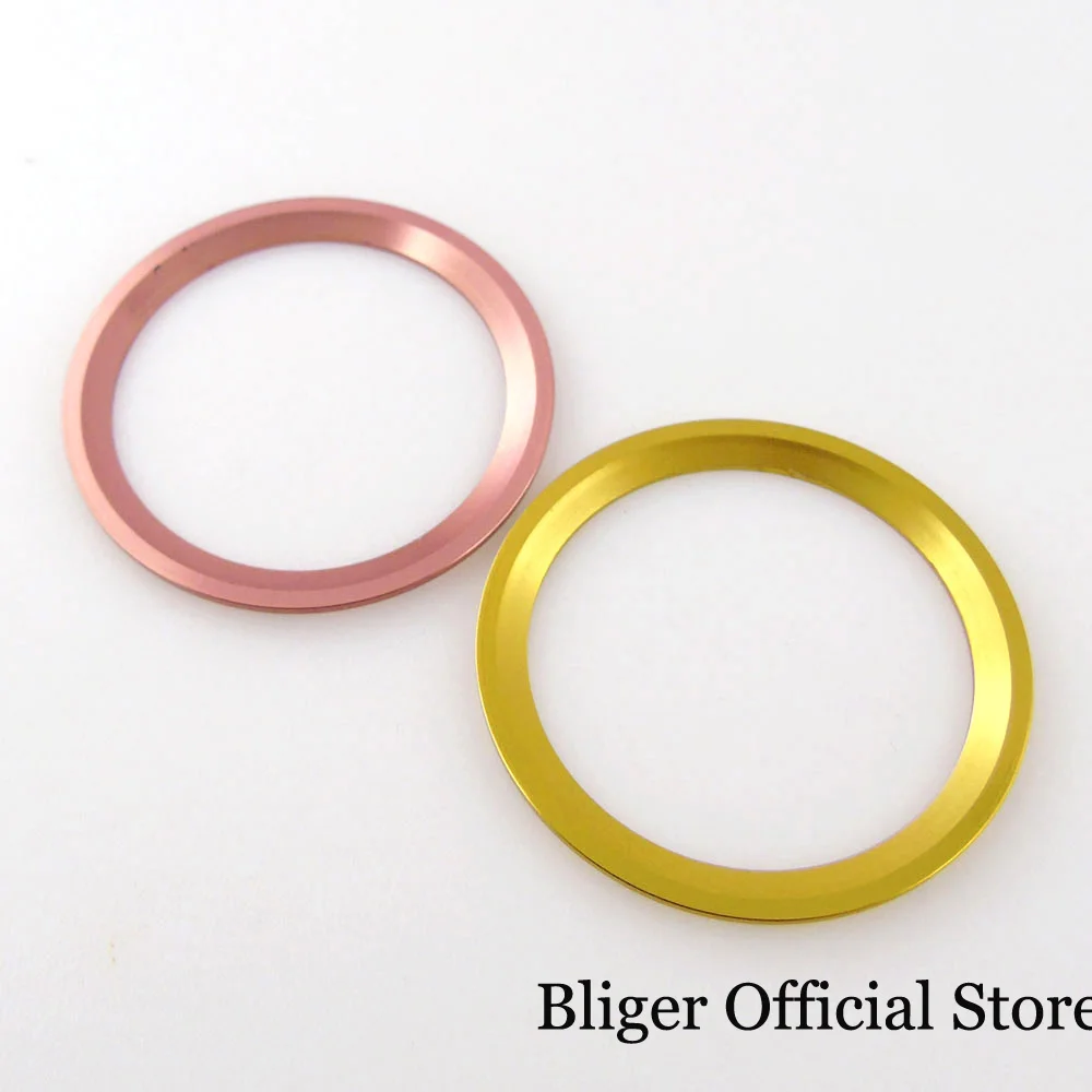 BLIGER 12 Hours Silver Gold Slope Watch Bezel Insert Aluminum Alloy 38mm*30.6mm fit GMT Mens Watch Parts