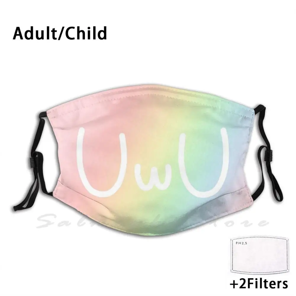 Uwu Pastell Regenbogen Erwachsene Kinder Anti Staub Filter Diy Maske Uwu Kawaii Gesicht Sugoi Rosa Regenbogen Pastell Japanischen Nettes Gesicht maske