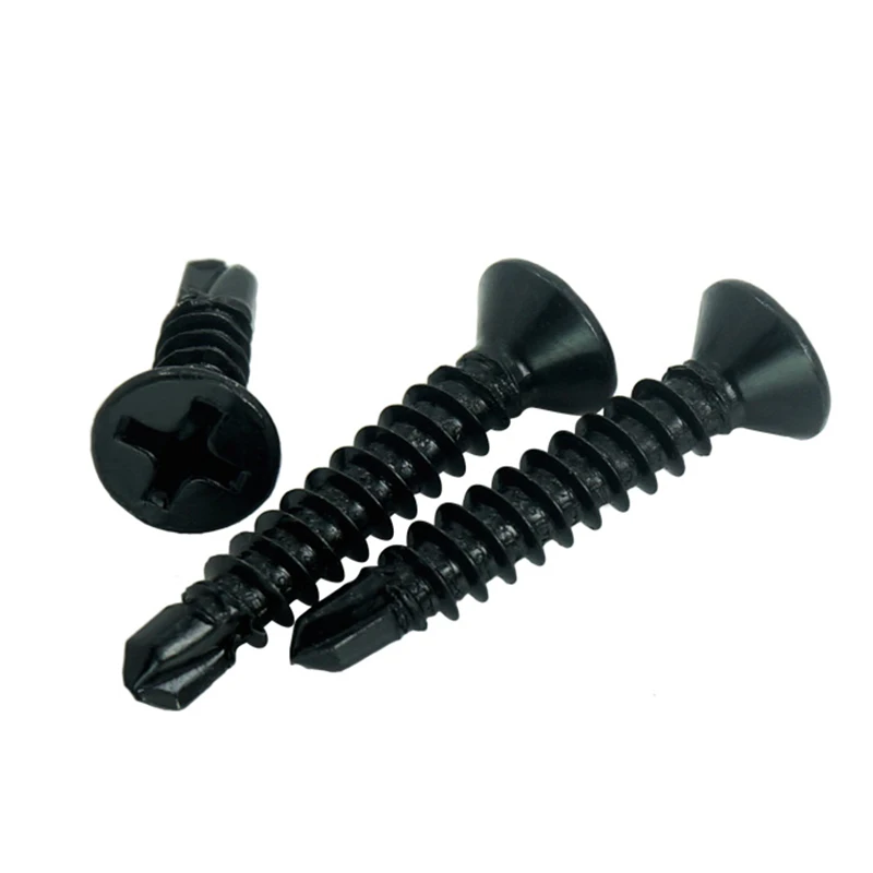 LuChang Free Shipping 100pcs M3.5 Carbon Steel Cross Flat Countersunk Head Self Drilling Tail Screws