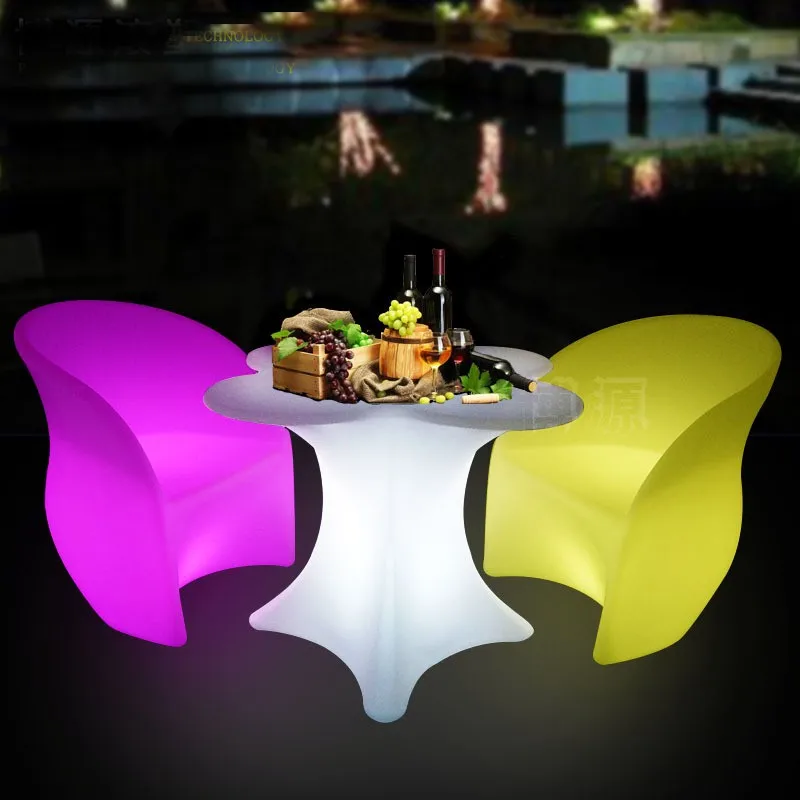 Cherry Blossom Flower shaped LED Rechargeable Luminous cocktail table waterproof glowing led bar table kTV disco club bar supply