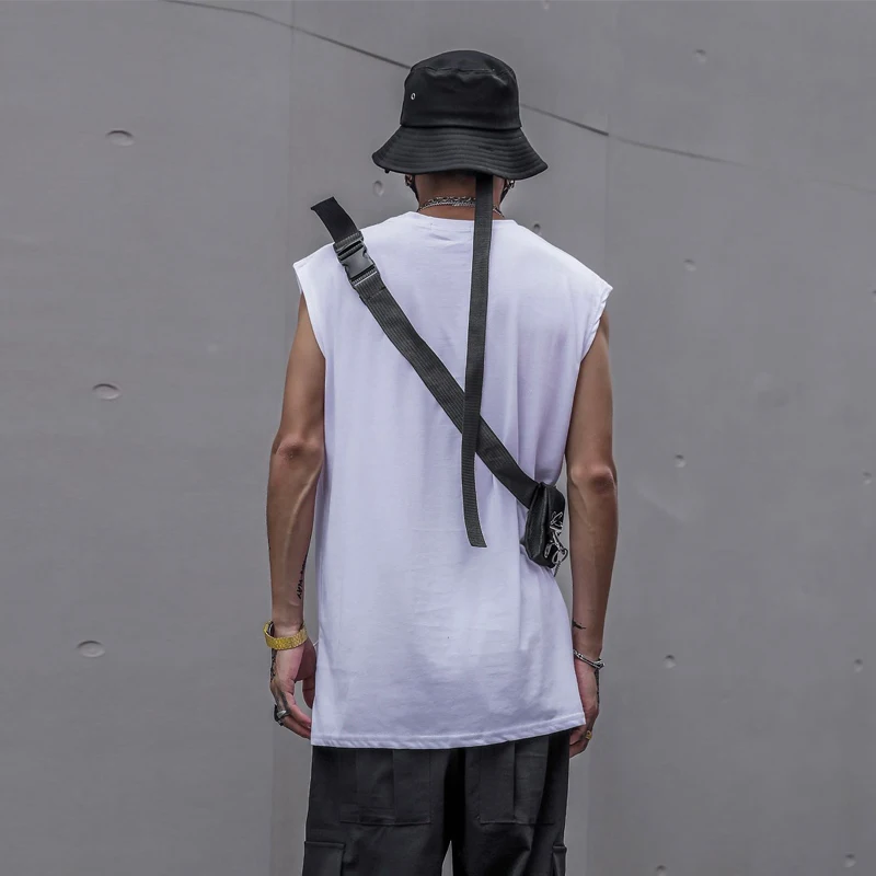 

Men's summer sleeveless loose big size broken hole short sleeve men's summer personality contracted vintage vests