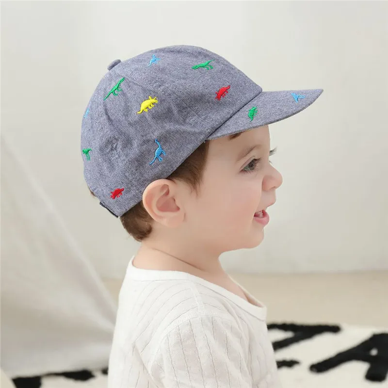 Korea Children\'s Hat New Cartoon Dinosaur Embroidered Cap Trend Big Eaves Sun Shading Baby Baseball Caps Casual Kids Visors