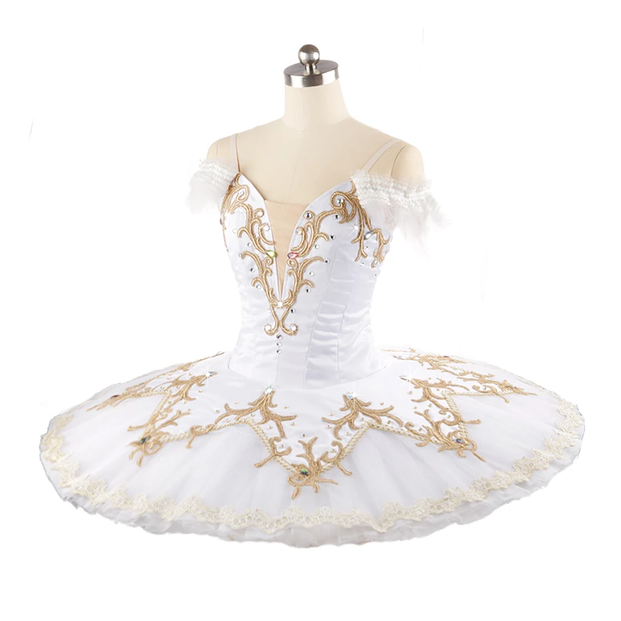 Sleeping Beauty Variation Professional Ballet Tutus Dress Pure White and Gold Classical Ballet Costume For Girls Raymonda tutu