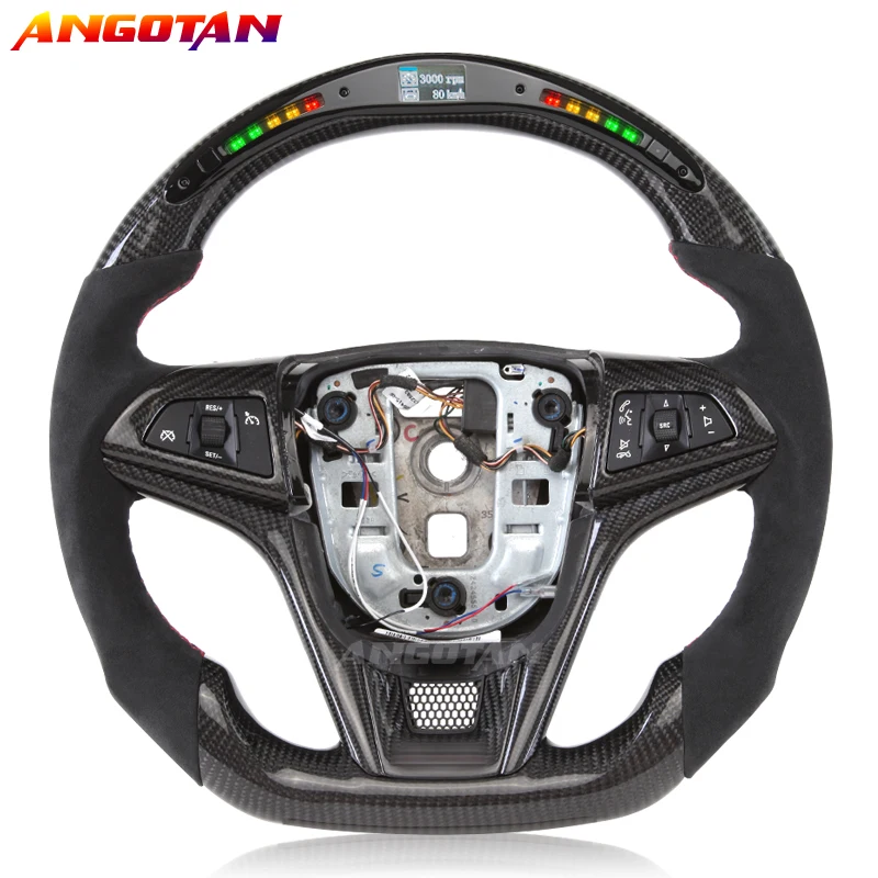 Sports LED Steering Wheel Volante For Chevrolet Camaro 2014 Carbon Fiber Alcantara Leather Steering Wheel