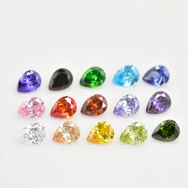 

15pcs 1pcs of each colour 3x5mm~10x12mm Loose Pear Shape Cubic Zirconia Bright CZ Stone AAAAA Best Quality Gems