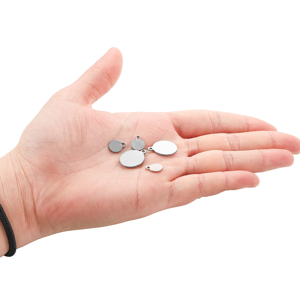 10-50pcs 6-30mm Stainless Steel Round Disc Pendant Blank Charms Pendants For Logos Stamping Tags DIY Jewelry Making Accessories