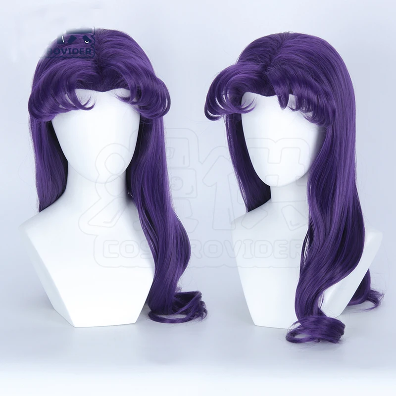 

Anime Cosplay Wig Purple Katsuragi Misato Cosplay Wig Heat Resistance Curly Wig Synthetic Hair + Wig Cap