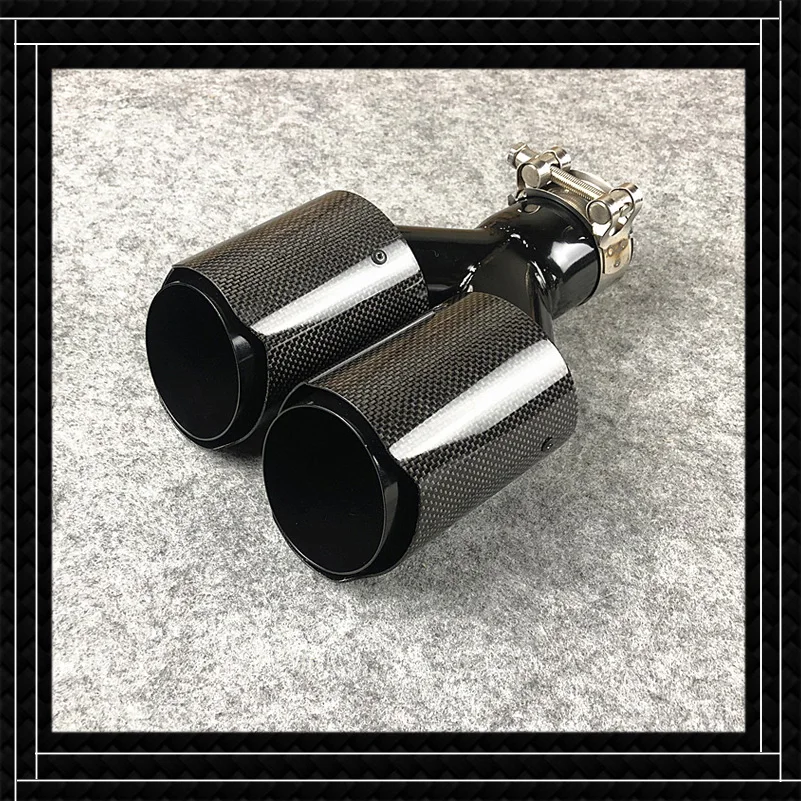 A Piece Burnt Glossy Black Y Model Carbon Fiber Exhaust Pipes Fit for all cars Car Accessories Muffler Tip Tails