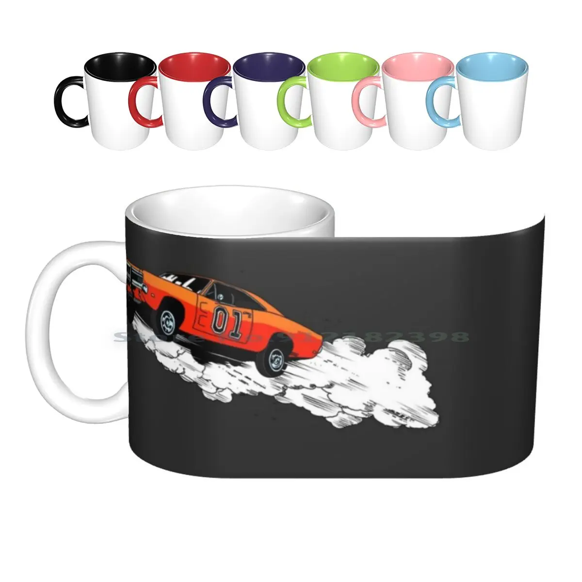 The Road Avenger Ceramic Mugs Coffee Cups Milk Tea Mug Of Hazzard General Lee Charger R T Car Muscle Car Tv Show Series Film