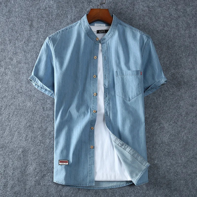 Denim Shirts Men Cotton Short Sleeve Summer Casual Jeans PLus Size 5XL 6XL 7XL Big Thin Boys Loose Blouse 8XL Man Male Camisa