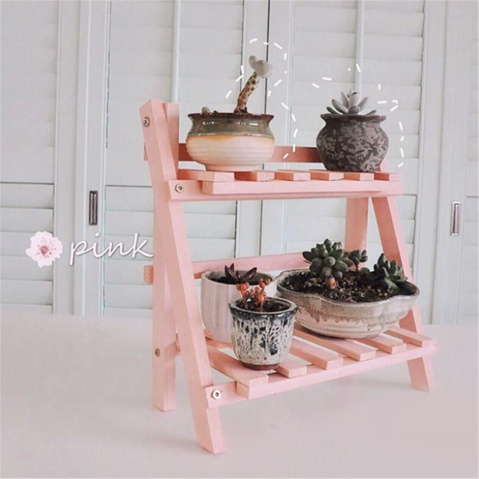 High-quality Wooden Plant Stand 2 Tier Flower Pot Display Shelf Rack For Desktop Balcony Or Lienvironmental Protection Coating