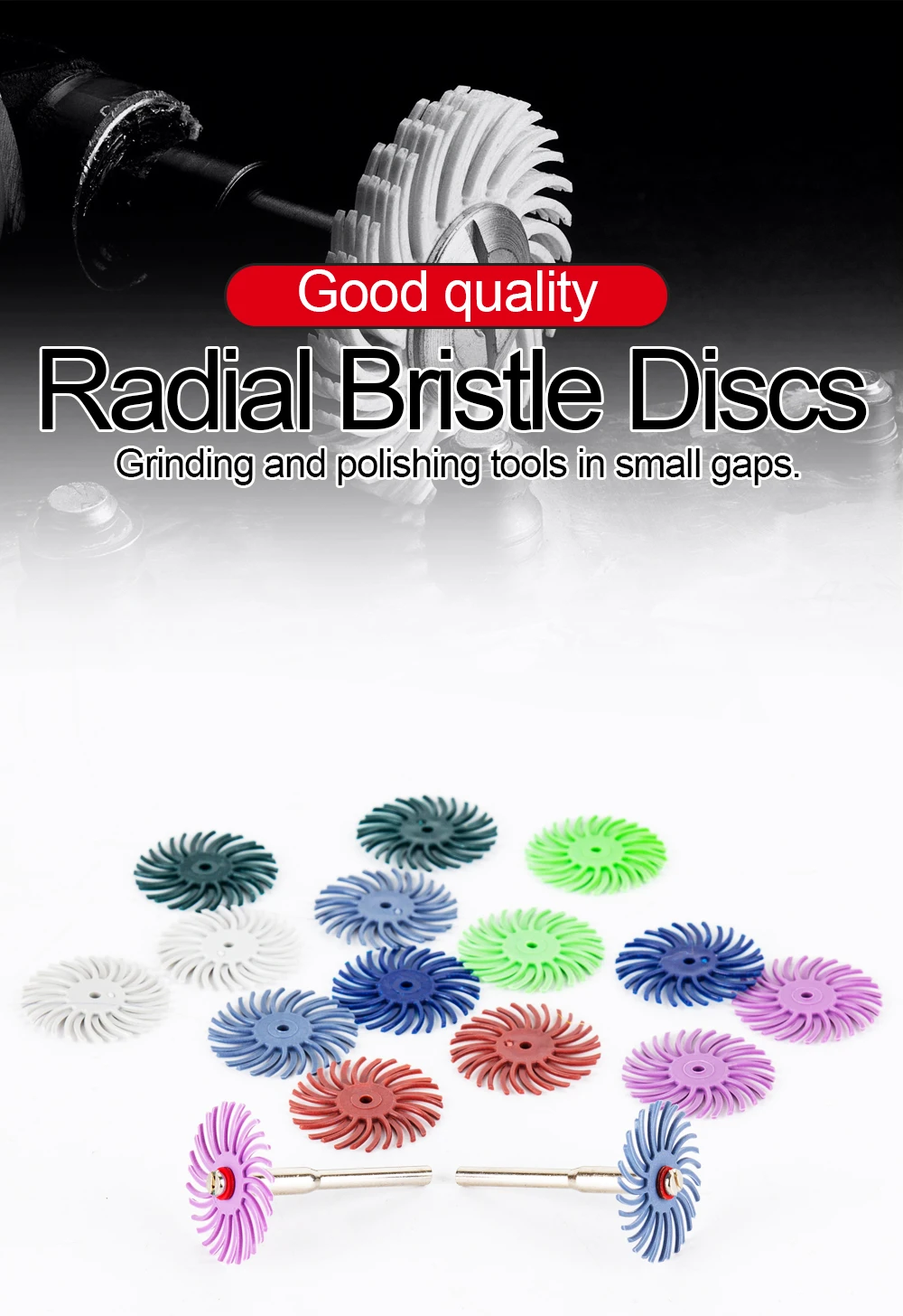 1 Zoll Radial Bristle Disc Kit Schleifbürste 1/8 Zoll 3 2,35 mm Schaft Detail Polierscheibe für Drehwerkzeugzubehör – Detail 1