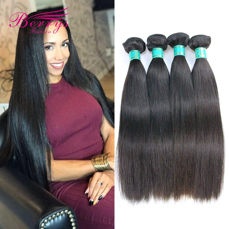 Berrys Fashion 8-30 cali pasma prostych włosów brazylijski 4 zestawy Deal Hair Weave 100% wiązki ludzkich włosów Natural Color