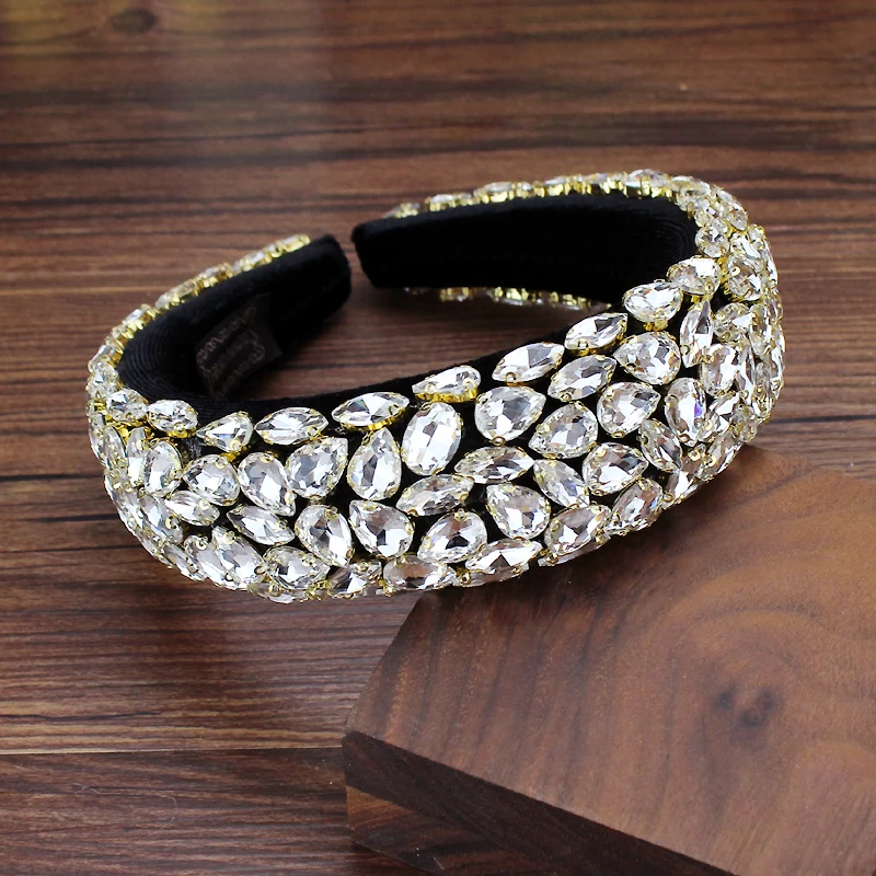 

Handmade Full Crystal Padded Gorgeous Headband Rhinestone Baroque Wedding Hairband For Women Diamante Hair Accessories