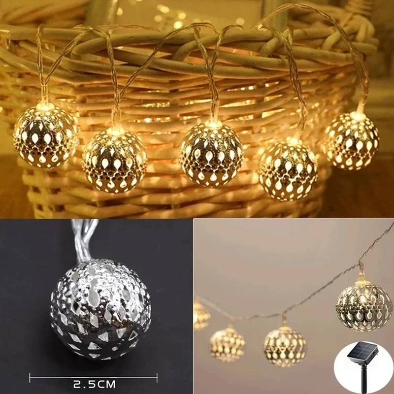 Solar String Lights 20/30 LED Globe Hanging Lights Multicolor Moroccan Lamp Outdoor Indoor Decoration for Patio Garden Party