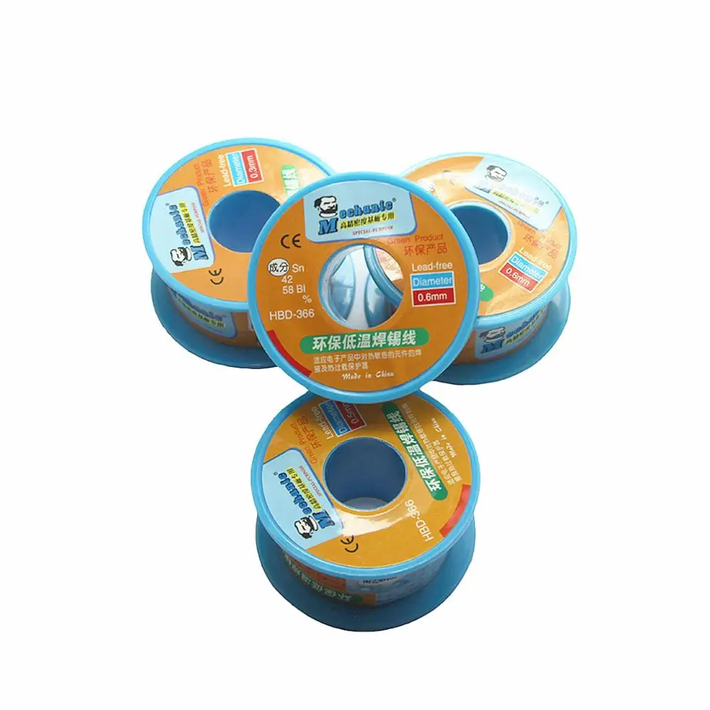 Lead-free solder wire MECHANIC HBD-366 40G 0.8MM SN42%BI58% Good activity low temperature auxiliary flux solder wire welding