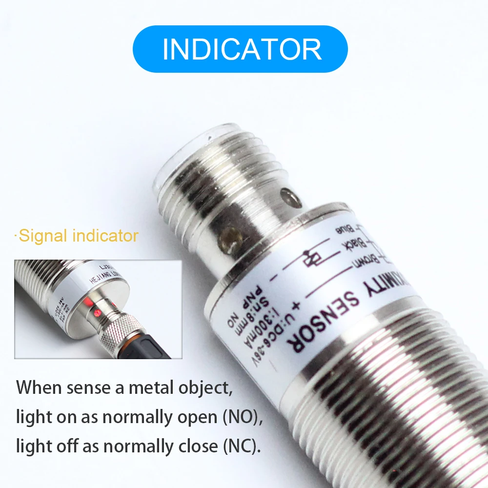 Cloweit IP65 M18 Inductance Proximity Sensor NPN PNP 5mm 8mm 4pin Connector Cylindrical Metal Approach Switch LJ18A3 Series