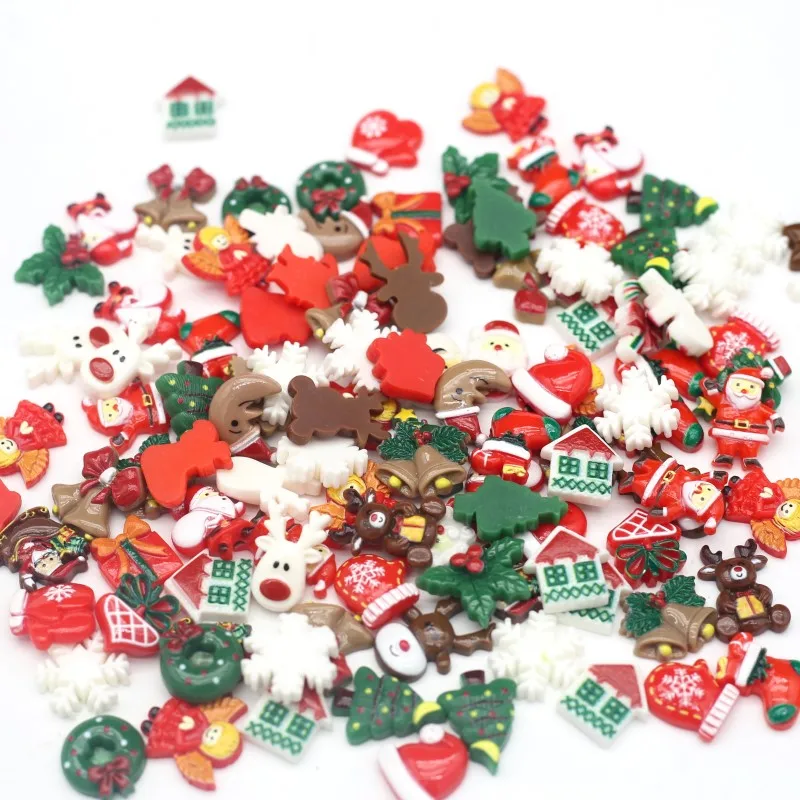 Christmas Series Flat Backs Resin Patch Christmas Gift DIY Handmade Jewelry Accessories Wedding Party Home Decor Supplies 10pcs