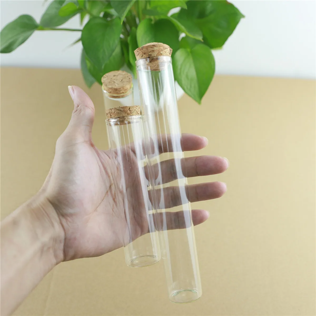 12pcs/Lot long Cork In Vitro Thick Glass Bottles Wishing Bottle Glass Cork Stopper Jars Storage Container