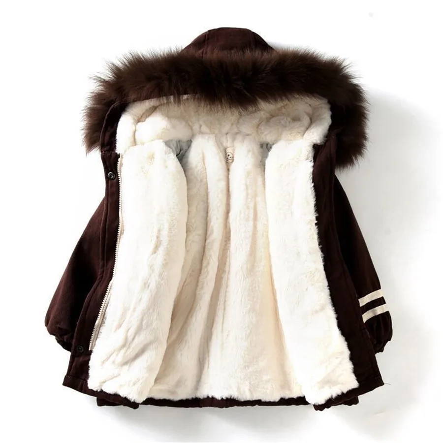 Outerwear Long Parkas Teenage Warm Outfits Winter Waterproof and Snowproof Jacket Children Kids Girls Furs Hooded Coat