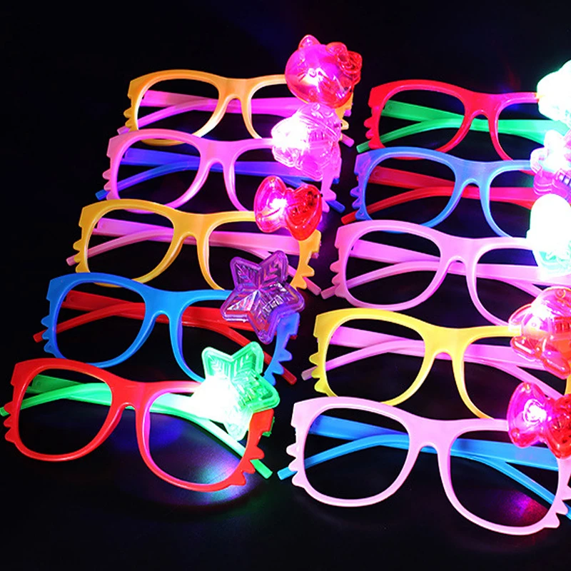 Fashion Glowing Party Sunglasses Hot Sale LED KT Eye Glasses Light Up Flashing Gifts Party Supplies Adult Child Rave Glow Toys