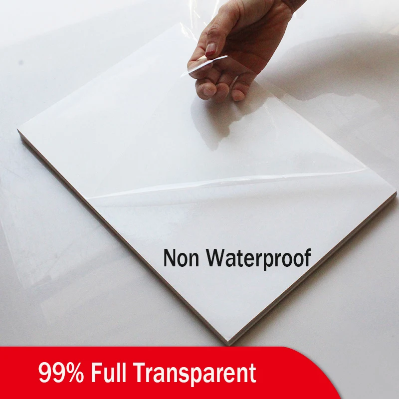 A4 Full Pure Transparent PET Adehesive Sticker Paper Paste Label For Inkjet Printer Clear Printing 10 Or 50 Sheets