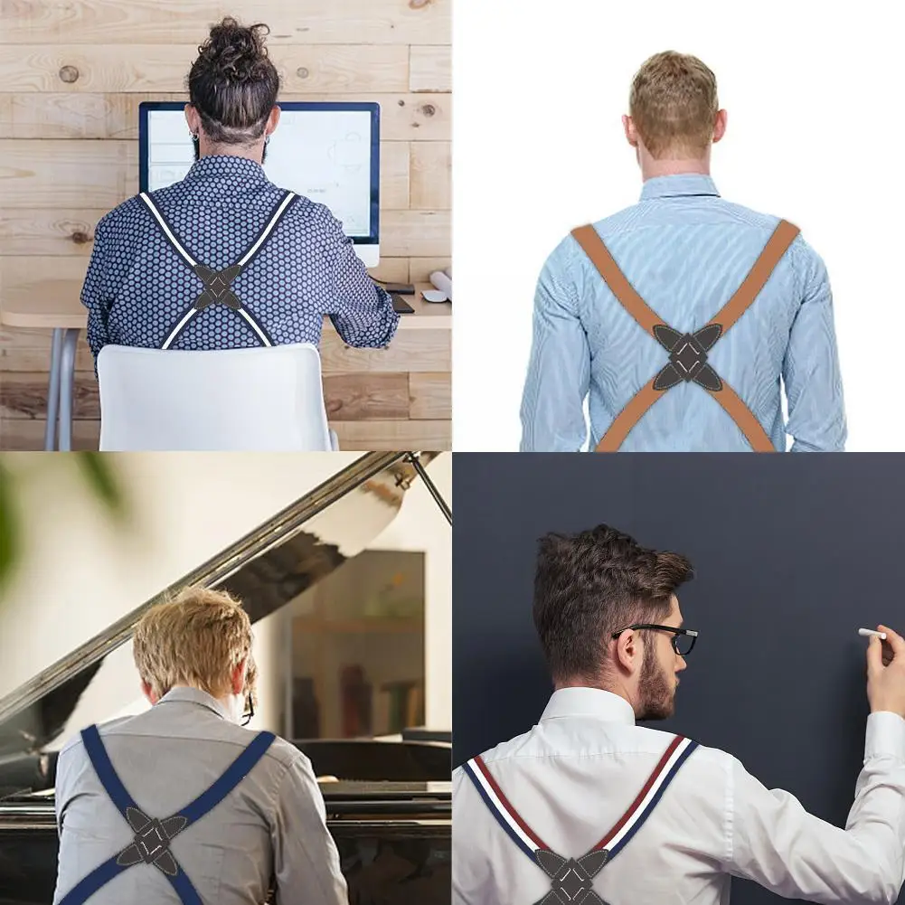 New Men's Suspenders Adjustable Braces X Back Shirt Clip Suspender Elastic Belt Trousers Braces Shoulder Strap For Men Women