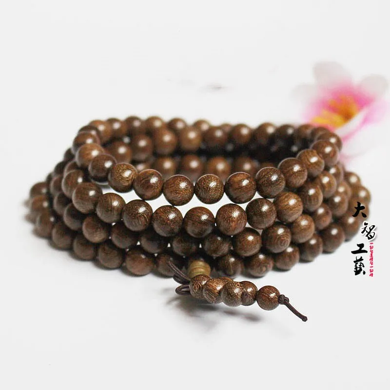 Multilayer 108 Wood Beads Lotus OM Bracelet Tibetan Buddhist Mala Buddha Charm Rosary Bracelet Yoga Wooden For Women Men Jewelry