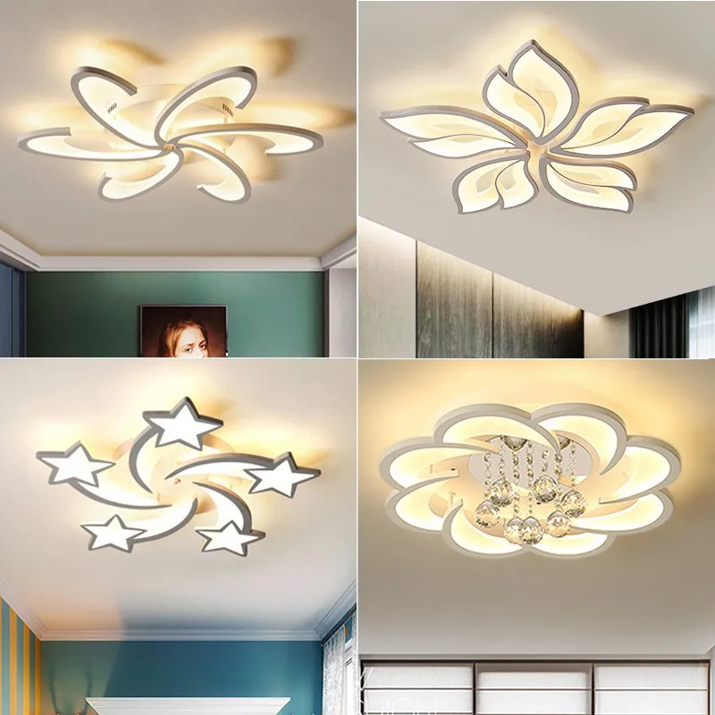 

Modern Acrylic Led Ceiling Lamp Simple White K9 Crystal Living Room Bedroom Chandelier Light Fixture Indoor Lighting