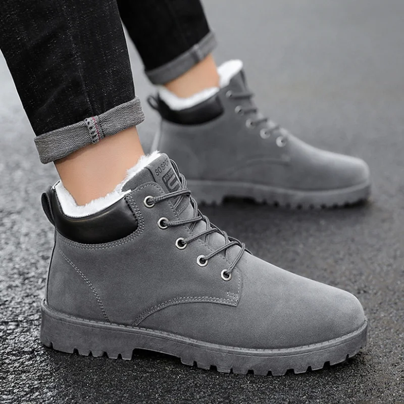 2021 New Winter Snow Boots Men's High Quality Warm Cotton Shoes Youth Versatile Cotton Boots Waterproof Antiskid Men's Boots
