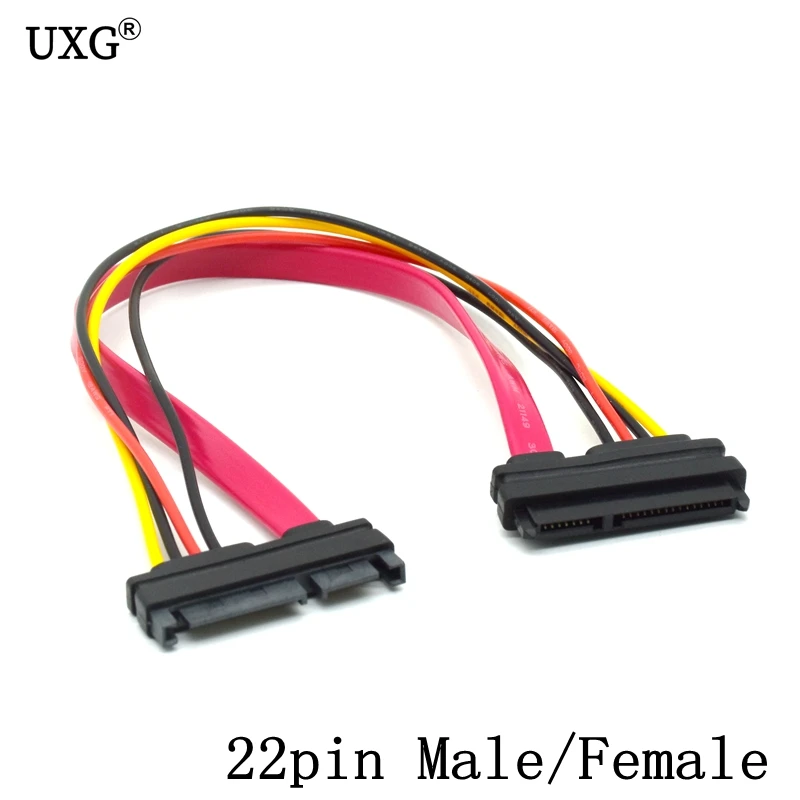 Newest 30cm 22Pin SATA Cable Male to Female 7+15 Pin Serial ATA SATA Data Power Combo Extension Connector Conterver 0.3/0.5m