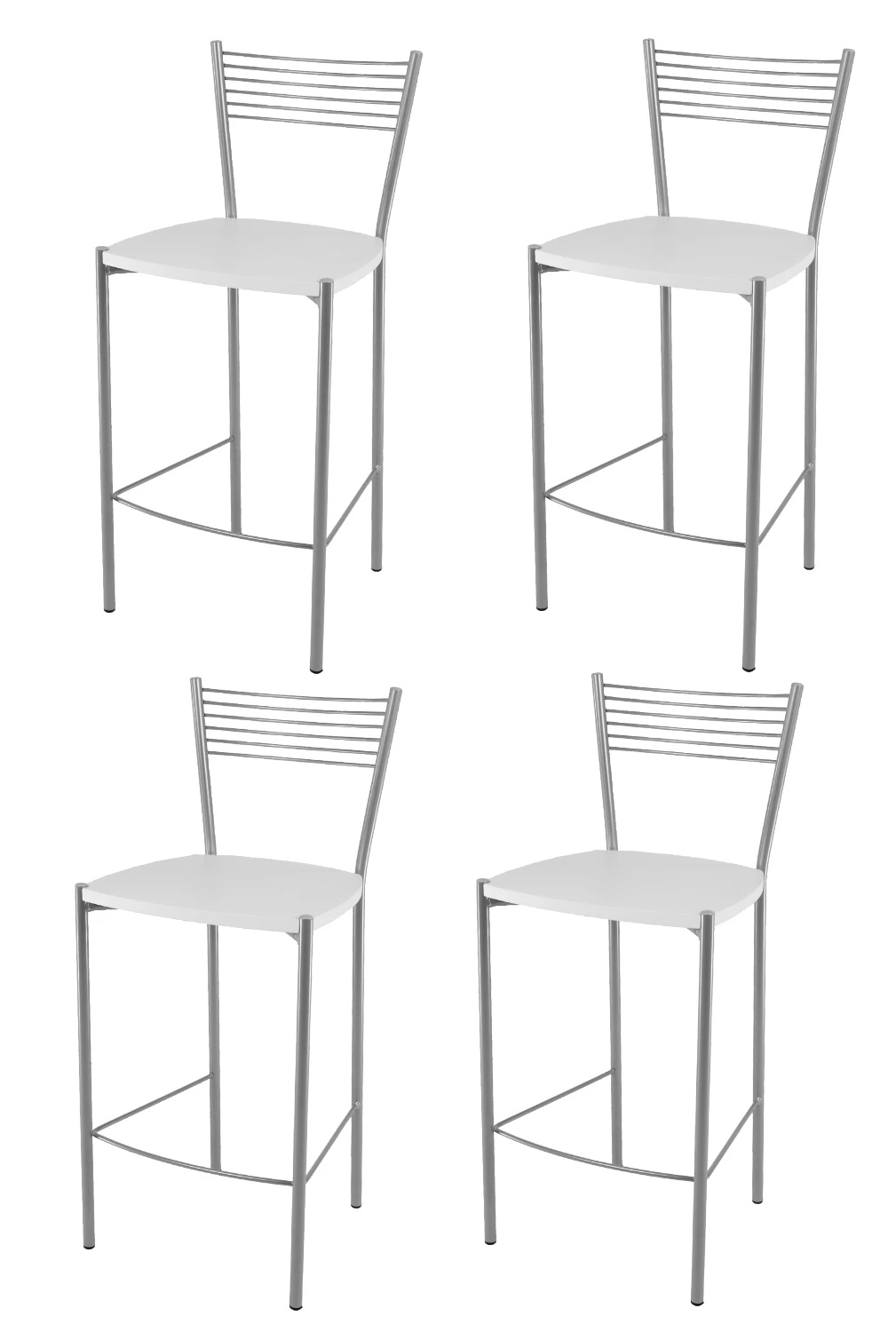 Tommychairs - Set 4 high Elegance for kitchen and bar stools steel color painted aluminum and wood seat white