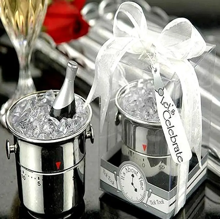 Champagne Ice Bucket Kitchen Timers For Bridal Shower Wedding Birthday Favor Cooking Tools 60 minutes Timer SN3406