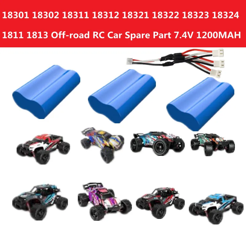 4WD 오프로드 RC 자동차 예비 부품 7.4V1200MAH 배터리 18301 18302 18311 18312 18321 18322 18323 18324 1811 1813/3TO 라인 RC 자동차