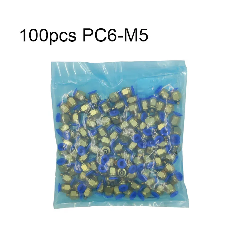 100PCS PC6-M5 6MM Hose Tube 5mm Pneumatic Fitting Air Connector Straight Through Quick Connecors Fitttings male thread